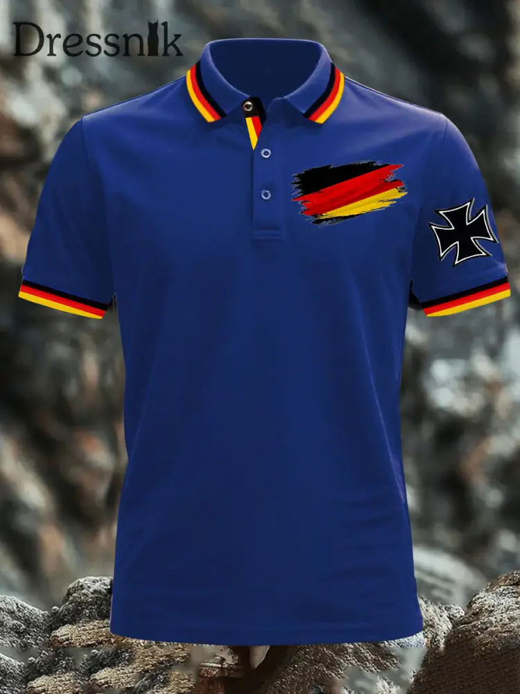 Deutschland bedrucktes Herren hemd Blau / S
