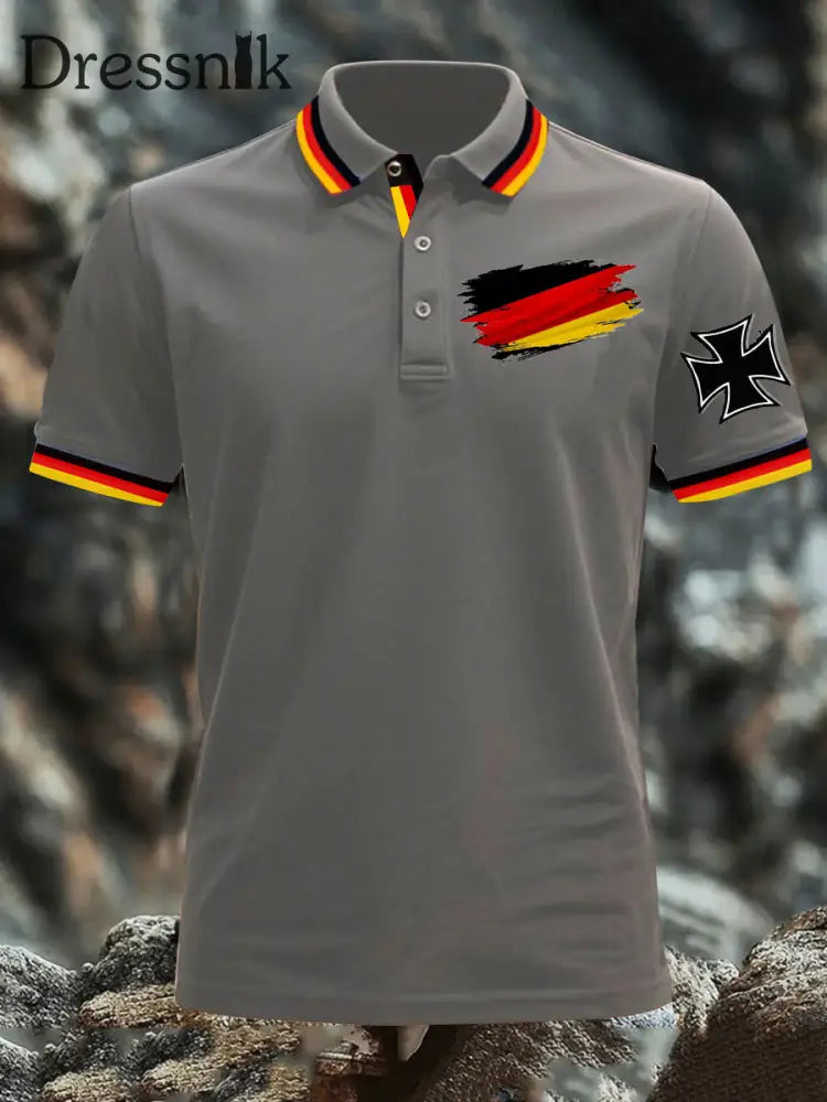 Deutschland bedrucktes Herren hemd Grau / S