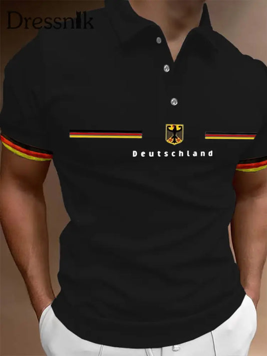 Deutschland bedrucktes Kurzarm-Polos hirt für Männer Schwarz / S