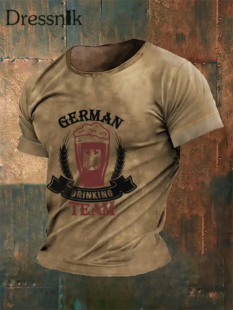 Deutschland bedrucktes Kurzarm-T-Shirt für Männer Braun / S