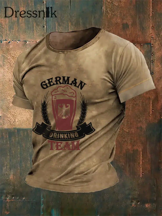 Deutschland bedrucktes Kurzarm-T-Shirt für Männer Braun / S