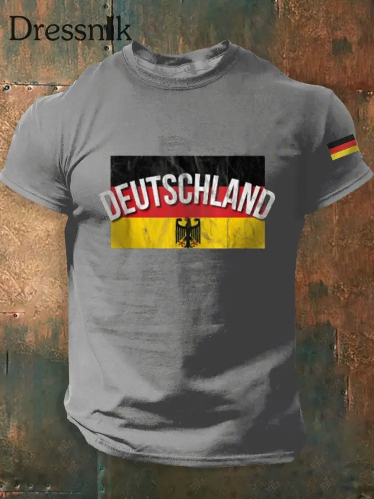 Deutschland bedrucktes Kurzarm-T-Shirt für Männer Grau / S