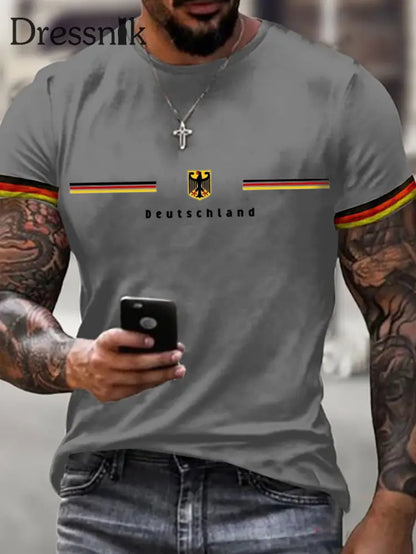 Deutschland bedrucktes Kurzarm-T-Shirt für Männer Grau / S