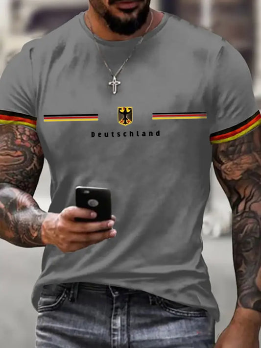 Deutschland bedrucktes Kurzarm-T-Shirt für Männer Grau / S