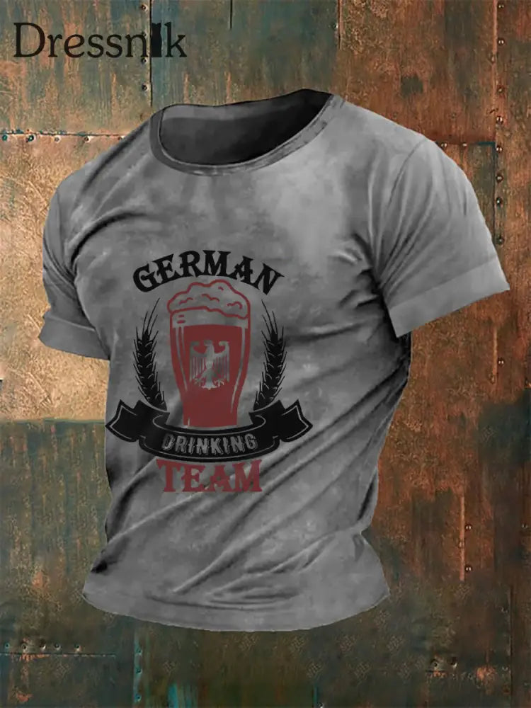 Deutschland bedrucktes Kurzarm-T-Shirt für Männer Grau / S