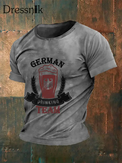 Deutschland bedrucktes Kurzarm-T-Shirt für Männer Grau / S