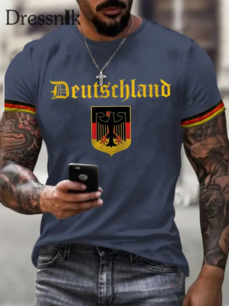 Deutschland bedrucktes Kurzarm-T-Shirt für Männer Marineblau / S