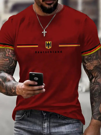 Deutschland bedrucktes Kurzarm-T-Shirt für Männer Rot / S