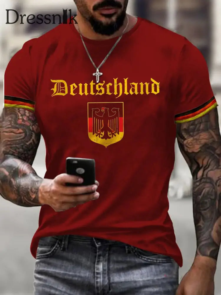 Deutschland bedrucktes Kurzarm-T-Shirt für Männer Rot / S