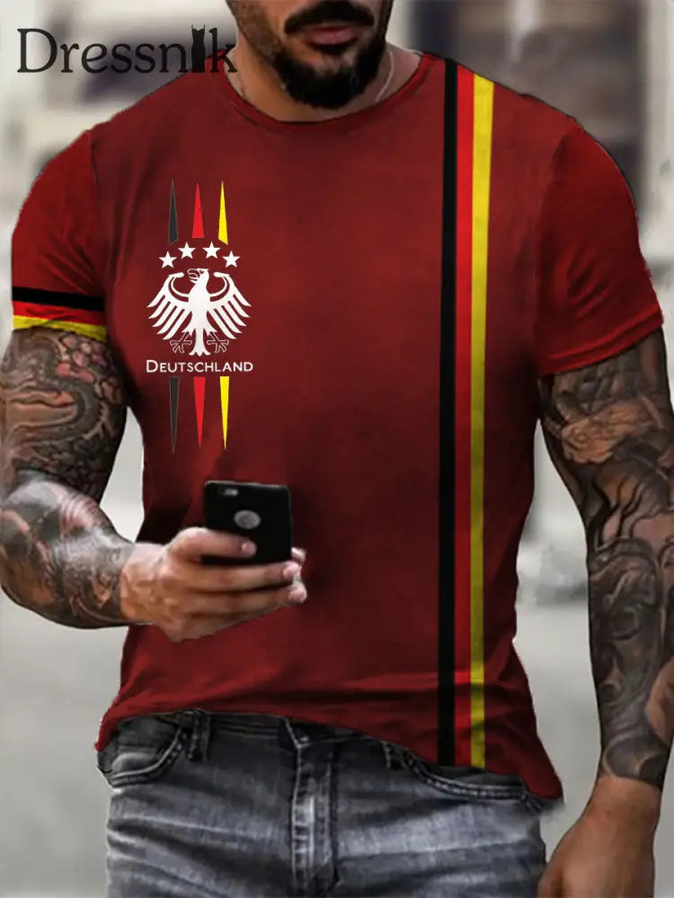 Deutschland bedrucktes Kurzarm-T-Shirt für Männer Rot / S