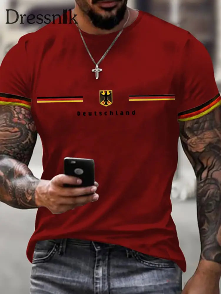 Deutschland bedrucktes Kurzarm-T-Shirt für Männer Rot / S