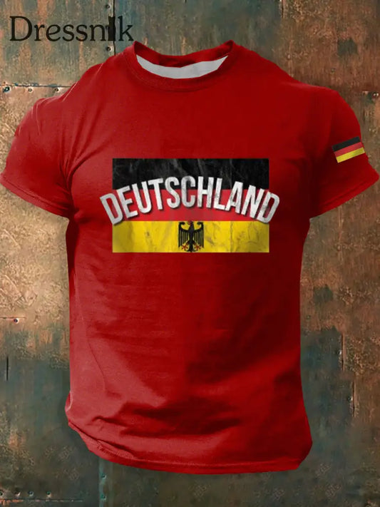 Deutschland bedrucktes Kurzarm-T-Shirt für Männer Rot / S