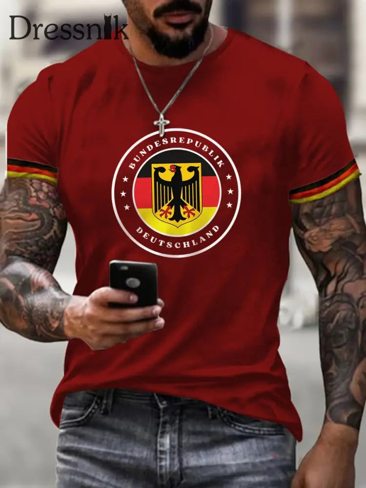 Deutschland bedrucktes Kurzarm-T-Shirt für Männer Rot / S