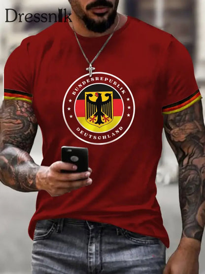 Deutschland bedrucktes Kurzarm-T-Shirt für Männer Rot / S