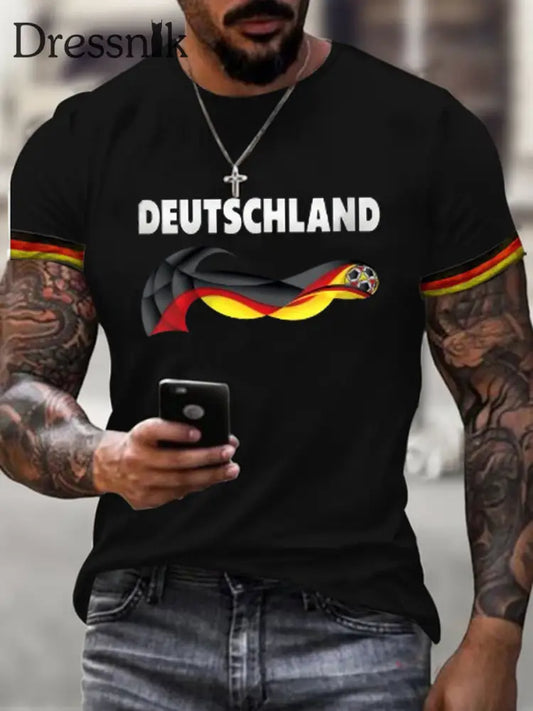 Deutschland bedrucktes Kurzarm-T-Shirt für Männer Schwarz / S