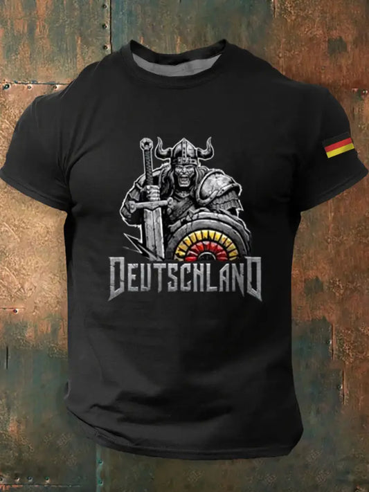 Deutschland bedrucktes Kurzarm-T-Shirt für Männer Schwarz / S
