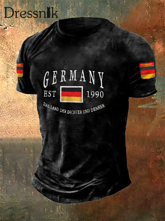Deutschland bedrucktes Kurzarm-T-Shirt für Männer Schwarz / S