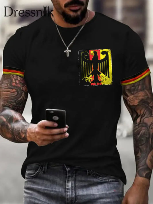 Deutschland bedrucktes Kurzarm-T-Shirt für Männer Schwarz / S