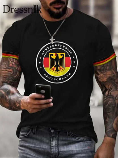 Deutschland bedrucktes Kurzarm-T-Shirt für Männer Schwarz / S