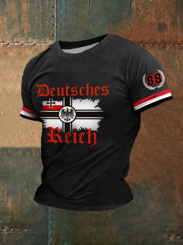 Deutschland bedrucktes Kurzarm-T-Shirt für Männer Schwarz / S