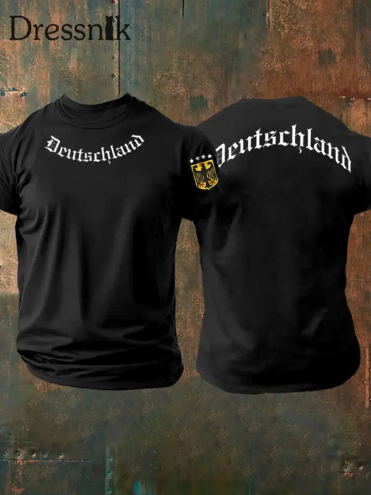 Deutschland bedrucktes Kurzarm-T-Shirt für Männer Schwarz / S