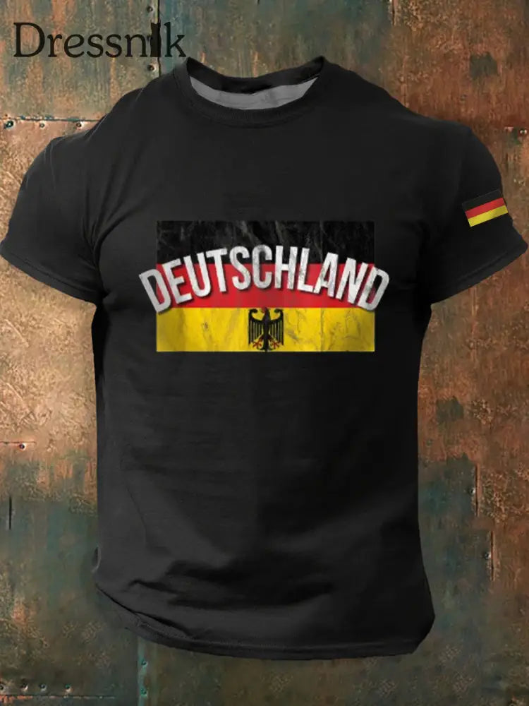 Deutschland bedrucktes Kurzarm-T-Shirt für Männer Schwarz / S
