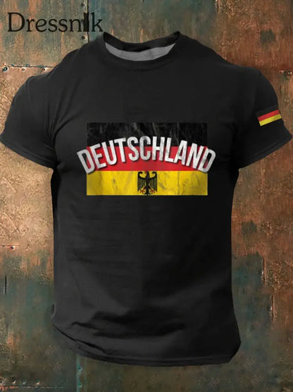 Deutschland bedrucktes Kurzarm-T-Shirt für Männer Schwarz / S