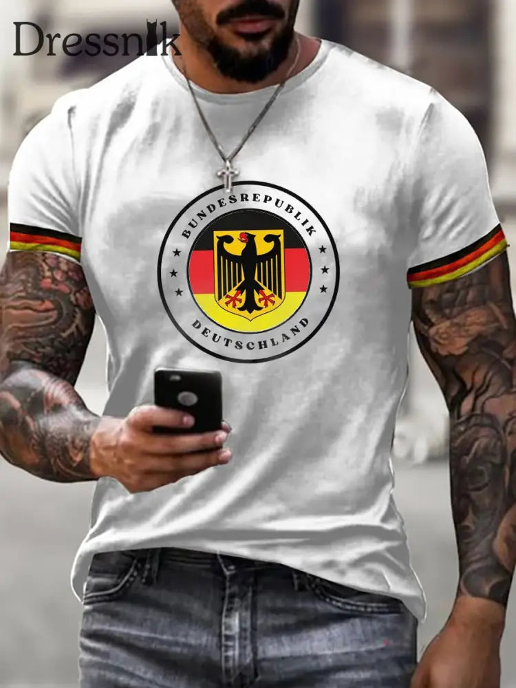 Deutschland bedrucktes Kurzarm-T-Shirt für Männer Weiß / S