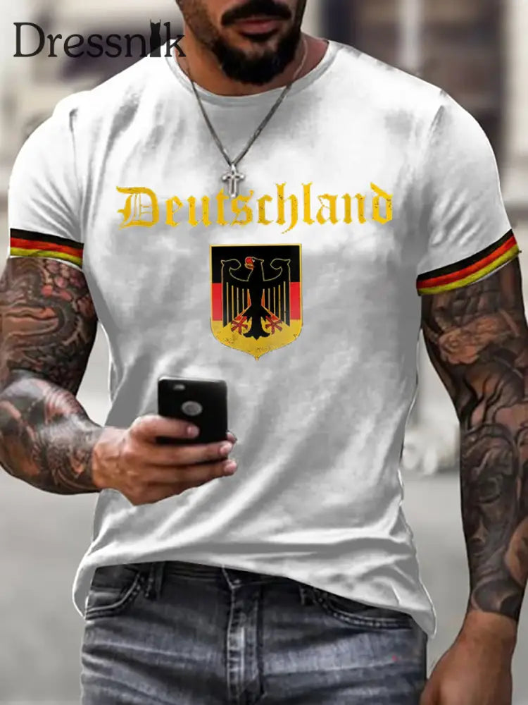 Deutschland bedrucktes Kurzarm-T-Shirt für Männer Weiß / S