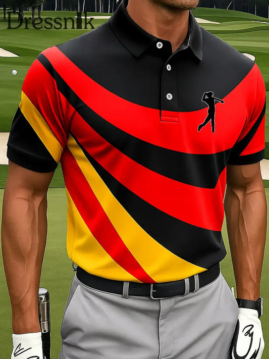 Deutschland Flagge Grafik Kunst gedruckt athletisch Retro-Stil V-Ausschnitt kurze Ärmel Polo-Shirt A / S