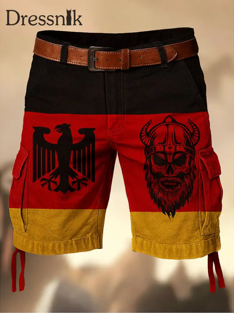 Deutschland Flagge Viking bedruckte Textur Kordel zug Tasche Freizeit-Cargo-Shorts A / S