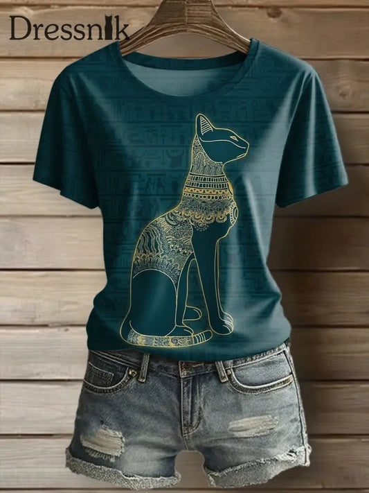 Die alte ägyptische Katze der Frauen T Shirt als bild / S