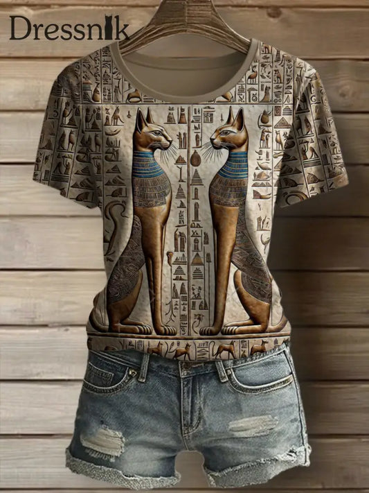 Die alte ägyptische Katze der Frauen T Shirt als bild / S