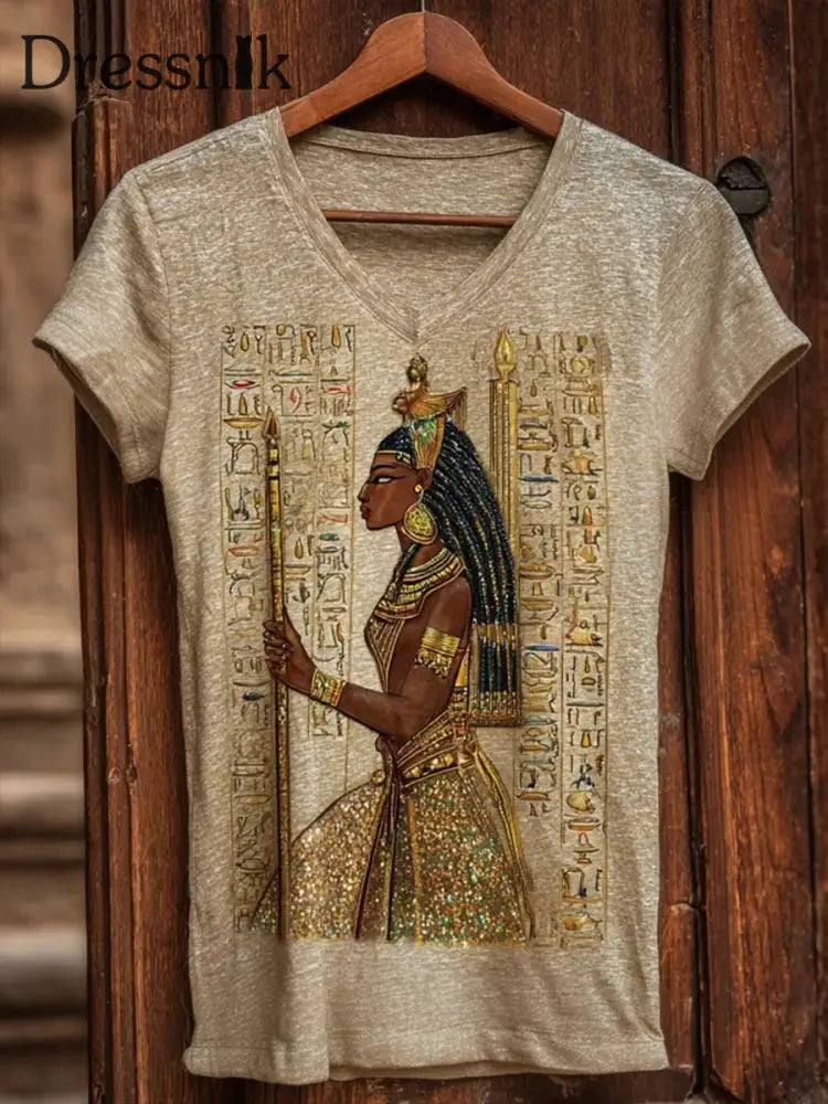 Die alte ägyptische Zivilisation der Frauen T Shirt Aprikose / S