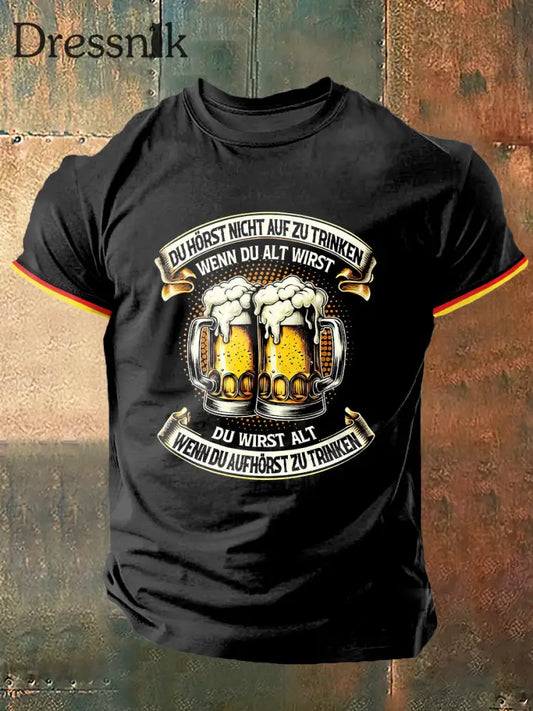 Du Horst Nicht Auf Zu Trinken Print Vintage Mode Kurzarm T-Shirt Schwarz / S