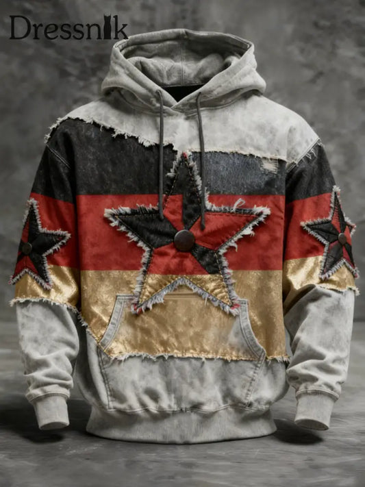 Farbblock-Hoodie mit Star-Patch für Männer in Deutschland mehrfarbig / S