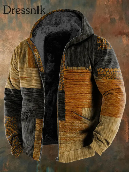 Fleece-Geometrische Kunst jacke für Herren Mischfarbe / S