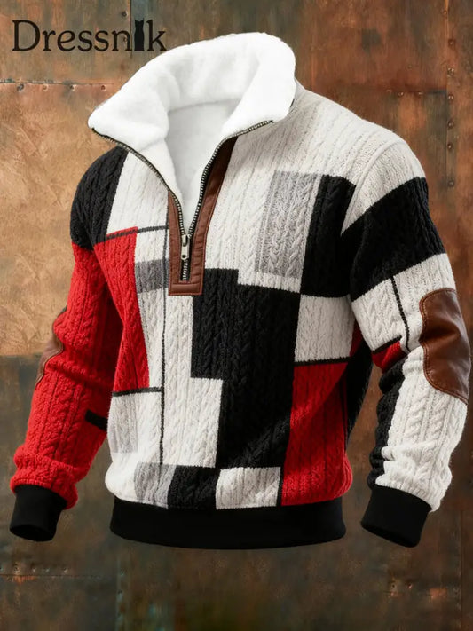 Fleece-Sweatshirt für Männer mit geometrischer Kunst als bild / S