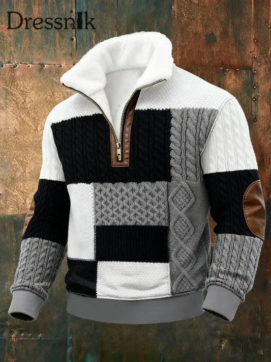 Fleece-Sweatshirt für Männer mit geometrischer Kunst Grau / S
