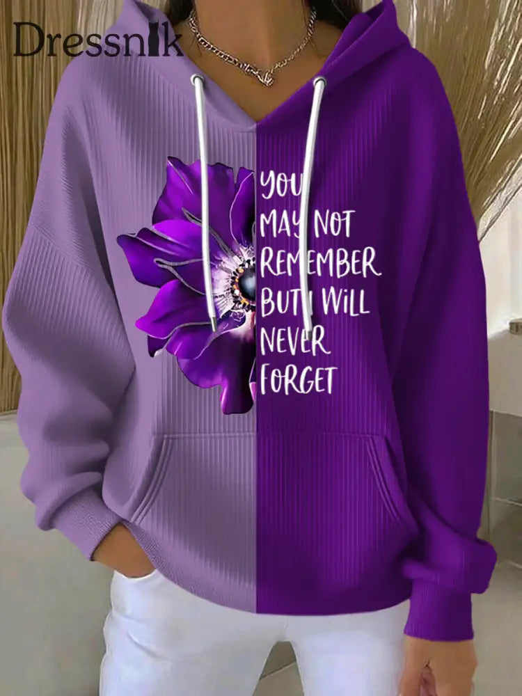 Frauen-Alzheimer-Bewusstseins druck Hoodie Lila / S