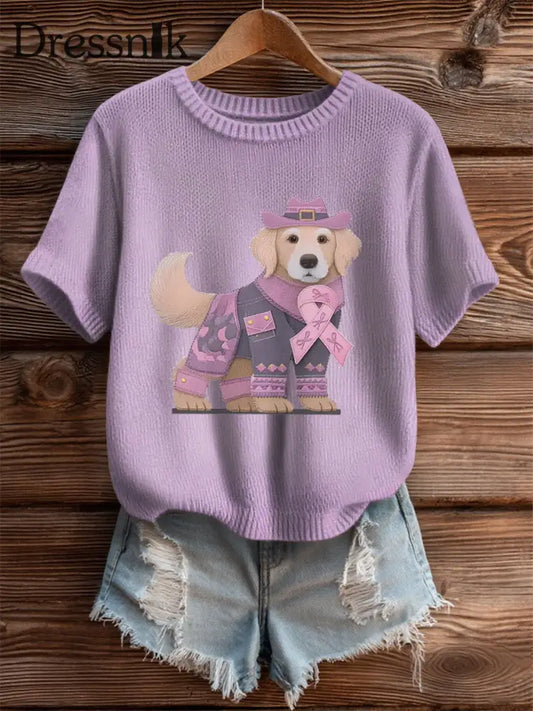 Frauen Alzheimer Krankheit Patchwork Hund Kunst Gemütliches Stricktop als bild / S