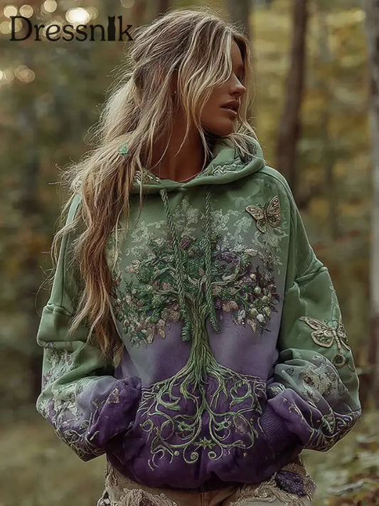 Frauen Baum des Lebens Gradienten Grafik Komfort Warmer Hoodie als bild / S