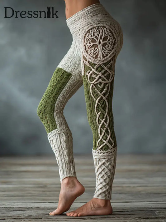 Frauen Baum des Lebens keltisches Knoten muster Gemütliche Leggings als bild / S