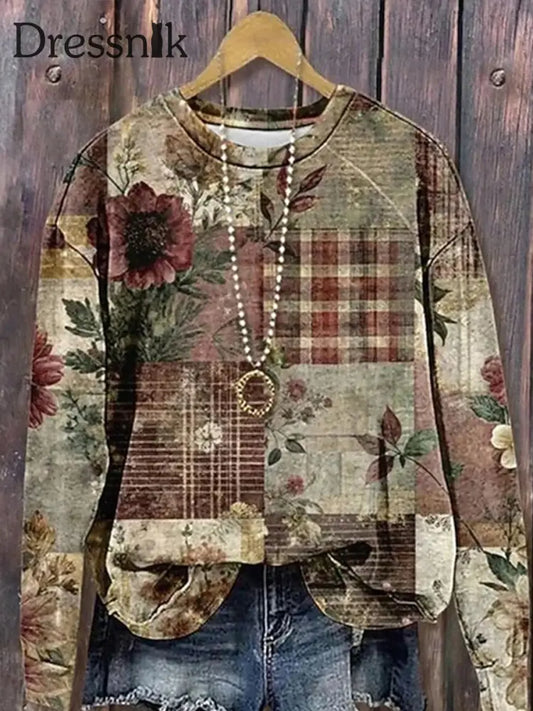 Frauen Bohemian Blumen druck Regular Sweatshirt als bild / S