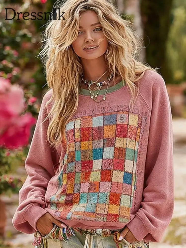 Frauen Bohemian Blumen druck Regular Sweatshirt als bild / S