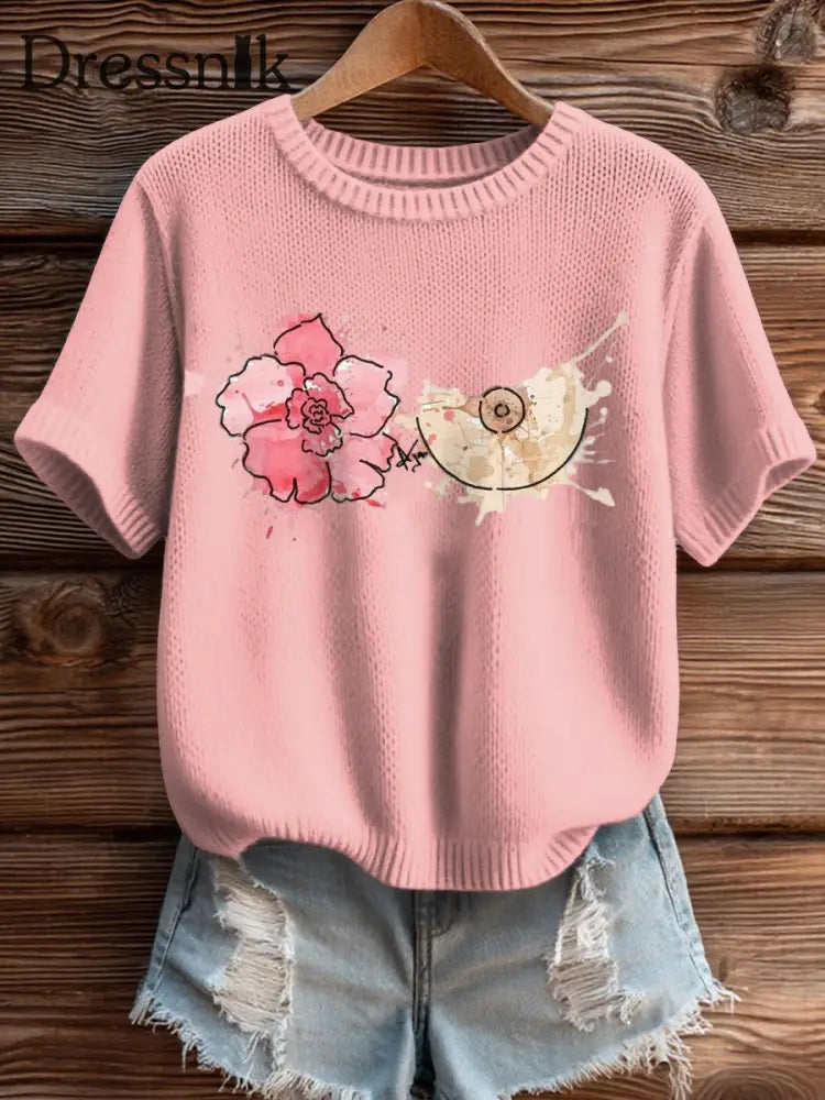 Frauen Brustkrebs Bewusstsein Kunst Malerei Stricktop Hellrosa / S