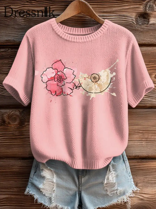 Frauen Brustkrebs Bewusstsein Kunst Malerei Stricktop Hellrosa / S