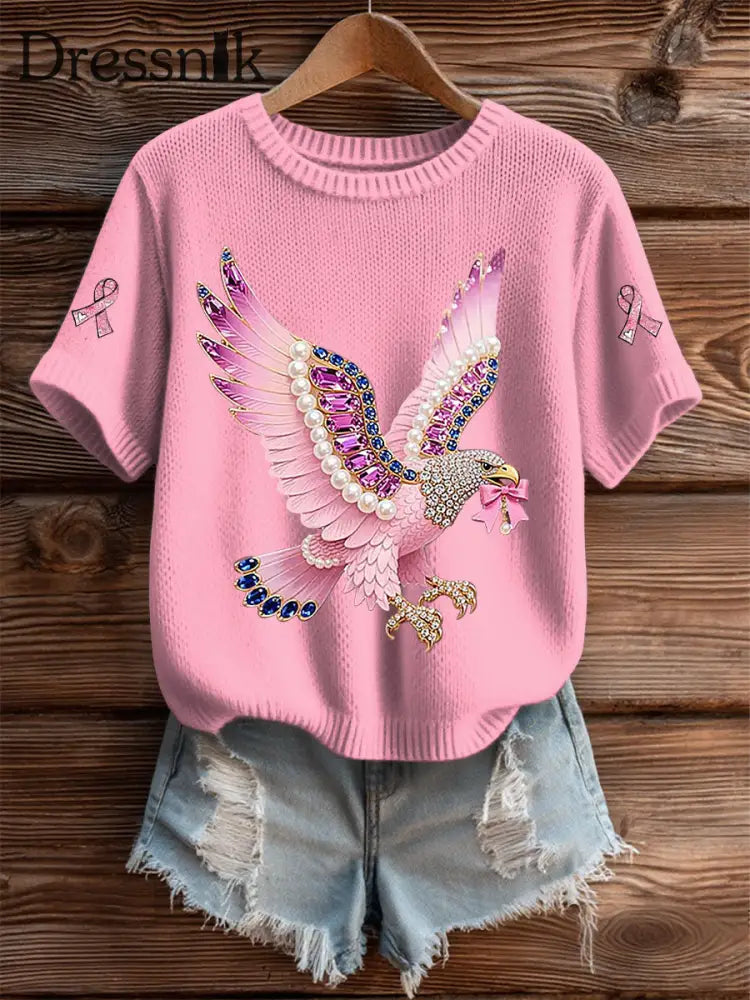 Frauen Brustkrebs Bewusstsein Print Casual T Shirt Rosa / S