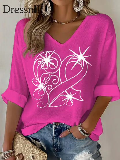 Frauen Brustkrebs Bewusstsein Rosa Band Print Casual T-Shirt Rosenrot / S