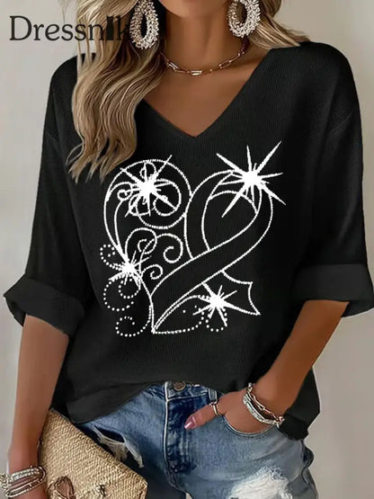 Frauen Brustkrebs Bewusstsein Rosa Band Print Casual T-Shirt Schwarz / S
